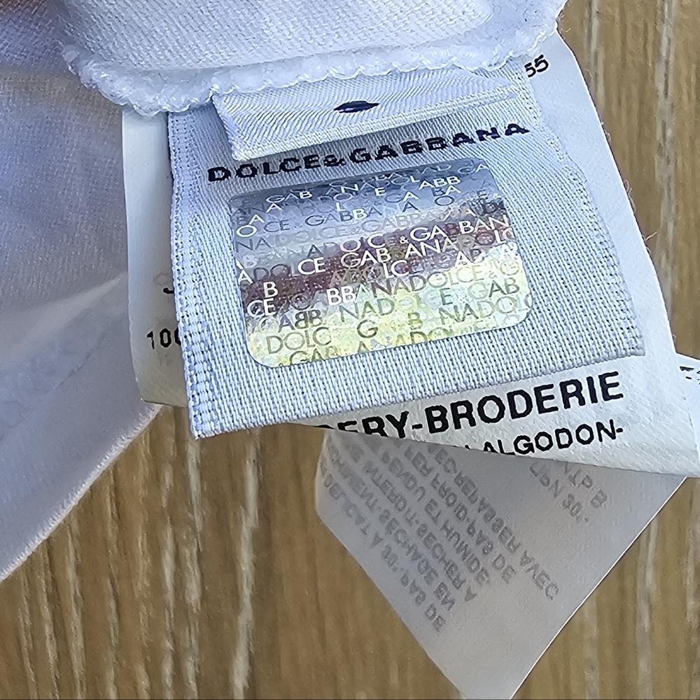 Dolce & Gabbana JR Patchwork Kids White Tee with Multicolor DG Embroidery Size 5 - Picture 5 of 7